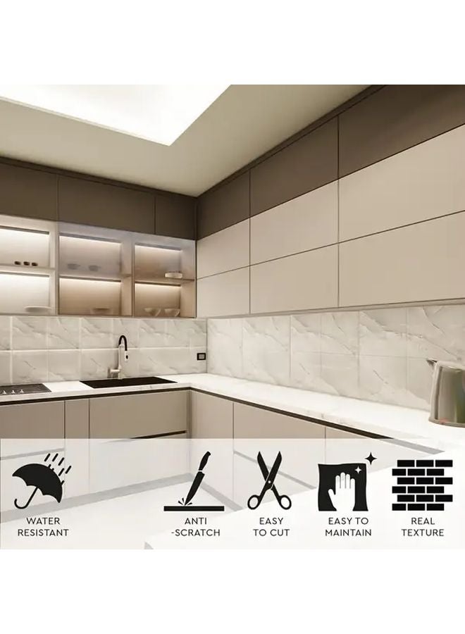 Cycleader رخام فاخر ذاتي اللصق بلاط الحائط 12 قطعة قشر عصا الكسوة الخلفية - Image 2